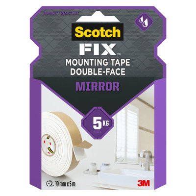 3M Scotch-Fix Mirror Beige Mounting Tape (L)5M (W)19mm from B&Q