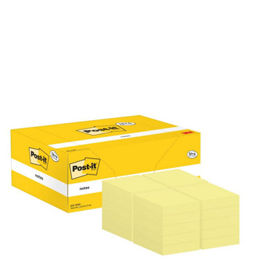 Stikatak Post-It NotesCanary YellowPromo Pack16 + 4 Free Pads38 mm X 51 mm100 Sheets Per PadExtra Sticky Notes For Walls, from B&Q