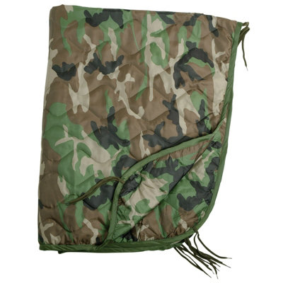 Army Poncho US GI Liner Quilted Travel Blanket Sleeping Bag Mat Woodland Camo - Image 4