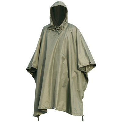 Mil-Tec Waterproof Poncho Ripstop Olive from B&Q