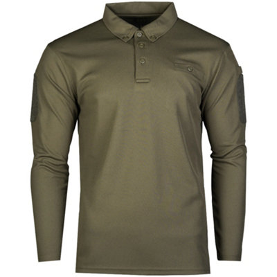 Mil-Tec Long Sleeve Quick Dry Polo Shirt Olive Size Xxx Large from B&Q