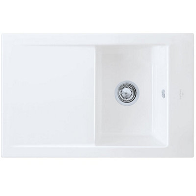 Villeroy & Boch Timeline 45 1-Bowl White Ceramic Inset Kitchen Sink 800 X 510 X 220 mmWaste Sold Separately from B&Q