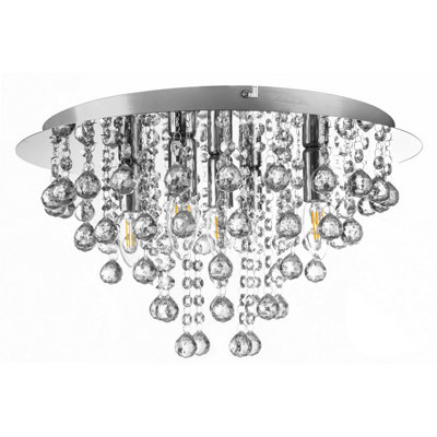 Luminosa Lighting Luminosa London 46Cm Ceiling Light Chrome Acrylic Crystal Clear 5X E14 from B&Q