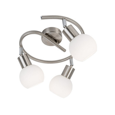 Luminosa Lighting Luminosa Loxy Ceiling Spotlight Clusters Nickel Matt Opal Matt Glass Shade 3X E14 3000K from B&Q