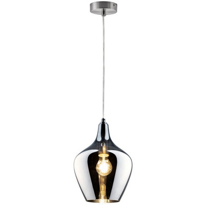 Luminosa Lighting Luminosa Paso Dome Pendant Ceiling Light Nickel Matt Smoke Glass Shade 1X E14 from B&Q