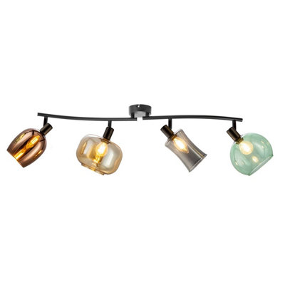 Luminosa Lighting Luminosa Telesto Ceiling Spotlight Bar Black Glass Shade 4X E14 from B&Q
