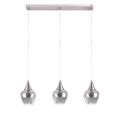 B&Q -  Luminosa Drop Bar Pendant Ceiling Light Black Transparent Glass Shade 3X E14