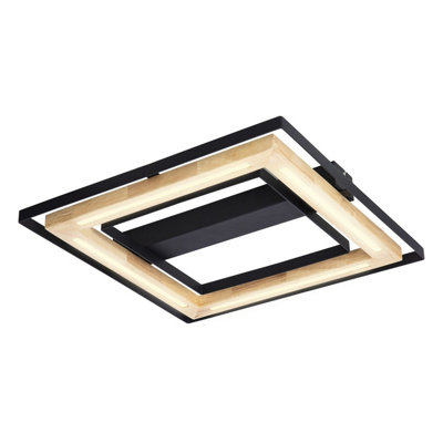 Luminosa Lighting Luminosa Rilas Integrated Led Semi Flush Ceiling Light Black Led Dimmable 3000K from B&Q