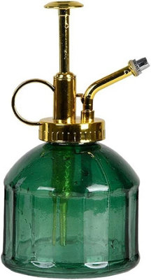Fallen Fruits Rivanto Classic Plant Sprayer Green And Gold Glass Mist Spray Bottle 15Cm Indoor Garden Water Mister from B&Q