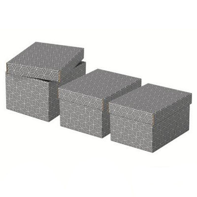Esselte Home Storage And Gift Box 628281 Small 100% Recycled Cardboard Grey 200 X 255 X 150 Mm Pack Of 3 - Image 4
