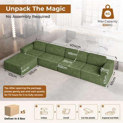 404CM L Shape Corduroy Modular Sofa