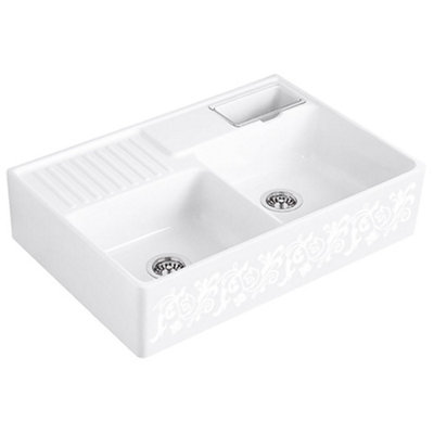 Villeroy & Boch Butler 90 2.5-Bowl Ceramic Kitchen Sink895 X 630 mmDecor Wht Pearl from B&Q
