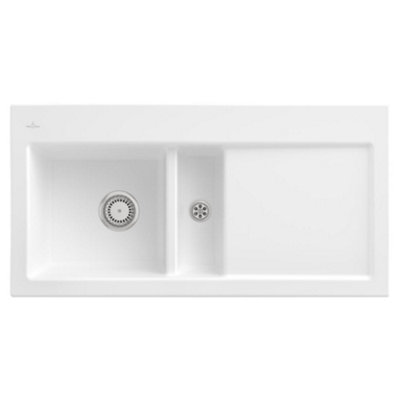 Villeroy & Boch Subway 60 Flat 1.5-Bowl Ceramic Inset Kitchen SinkWhite Glass Finish (No Waste) 67700Fr1 from B&Q