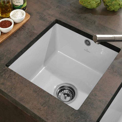 Villeroy-Boch Villeroy & Boch Subway 50 Su Undermount Ceramic Kitchen Sink1.0 BowlWhite440 X 440 X 214 mmNo Waste from B&Q