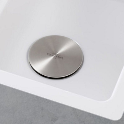 Villeroy & Boch 90mm Stainless Steel Brushed Universal Strainer Waste Cover Cap from B&Q