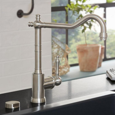 Villeroy & Boch Avia High-Spout Kitchen Mixer TapBrushed Stainless Steel360-Degree SwivelDeck-Mounted from B&Q