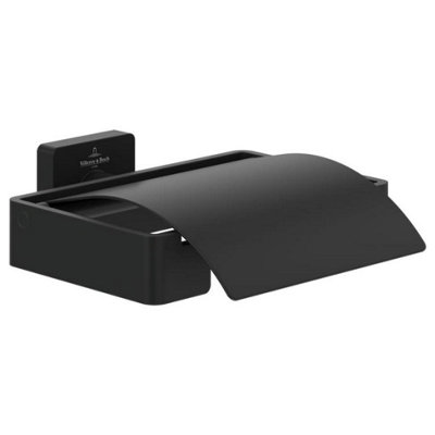 B&Q -  Elements Striking Toilet Roll Holder With Cover Matt Black