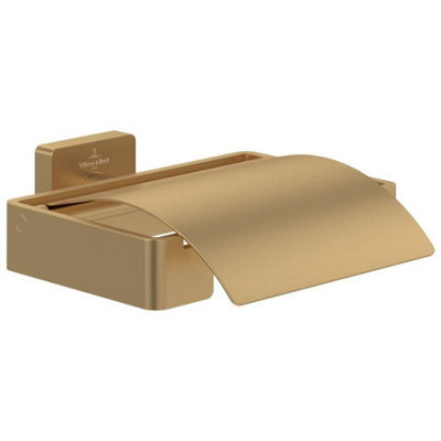 B&Q -  Elements Striking Toilet Roll Holder With Cover Brushed Gold