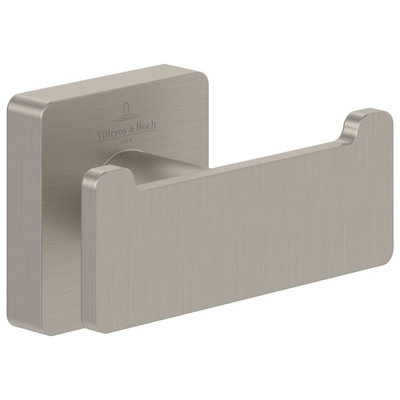 Villeroy & Boch Elements Striking Double Towel Hook Matt Brushed Nickel from B&Q