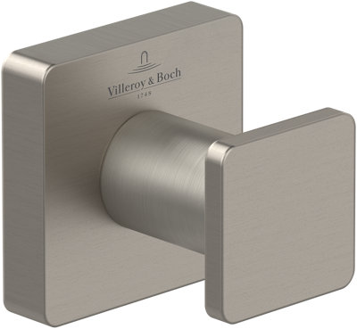 Villeroy & Boch Elements Striking Towel Hook Matt Brushed Nickel from B&Q