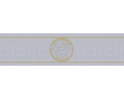 As Creation Versace 5 Greek Medusa Motif Grey Metallic Wallpaper Border 935225 from B&Q