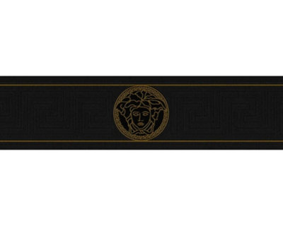 As Creation Versace 3 Greek Medusa Motif Metallic Black Wallpaper Border 935224 from B&Q