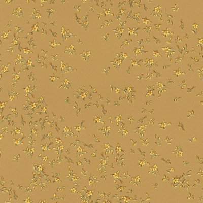 B&Q -  Bricoflor Country Cottage Style Yellow Flower Gold Wallpaper Strippable And Scrubbable Non-Woven Vinyl Wallpaper 10.05 X 0.70 M