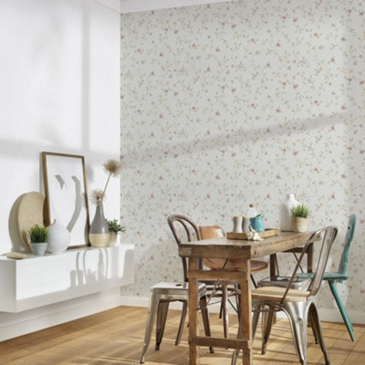 Galerie Maison Charme Pink Petit Floral Motif Wallpaper Roll from B&Q