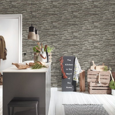Galerie Silver Grey Graceful Granite Motif Wallpaper from B&Q