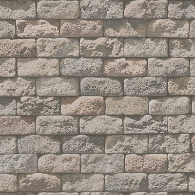 As Creation Bricoflor Brown Brick Effect Wallpaper Brick Wallpaper In Light Brown Light Brown Wallpaper In Brick Effect 10.05 X 0.53 M from B&Q