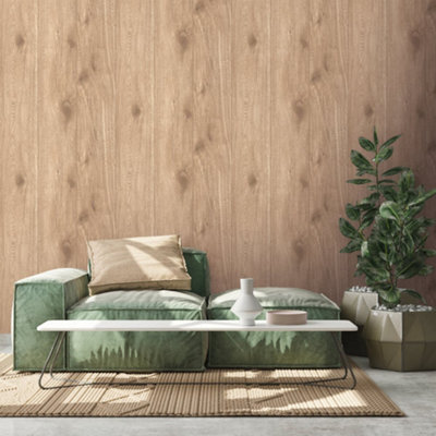 Galerie Beige Forest Wood Effect Motif Wallpaper from B&Q