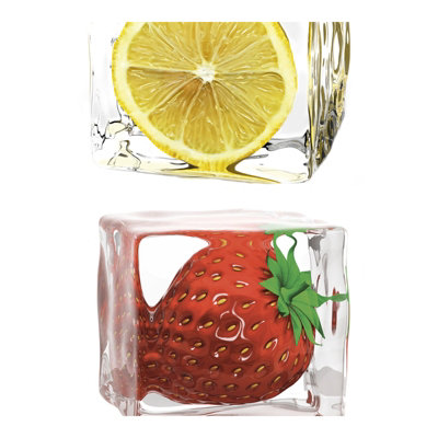 B&Q -  Bricoflor Fruit Icecubes Strawberry Lemon Wallpaper Panel Self Adhesive Vinyl Washable Wallpaper Panel 2.50 X 0.35 M