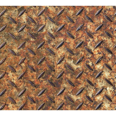 B&Q -  Bricoflor Old Rust Metal Diamond Plate Industrial Effect Wallpaper Self Adhesive Wallpaper Panel 2.50 X 0.35 M