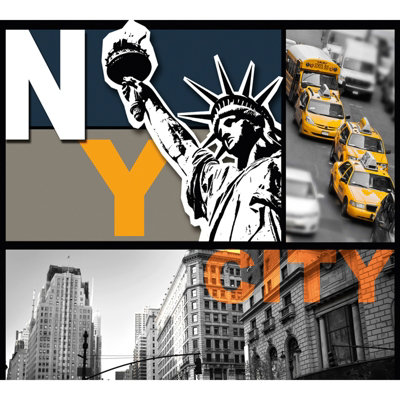 B&Q -  Bricoflor Big City Yellow Cab Collage Grey Yellow Wallpaper Panel Washable Self Adhesive Vinyl Wallpaper Panel 2.50 X 0.35 M
