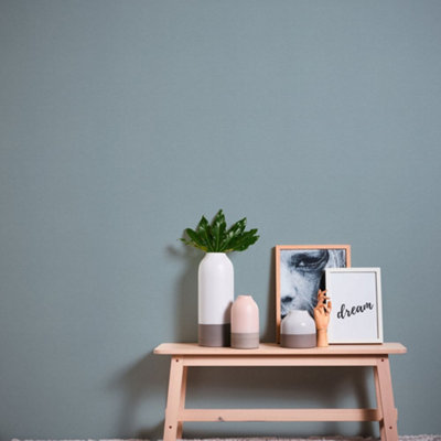 B&Q -  Havana Blue Plain Texture Textured Wallpaper
