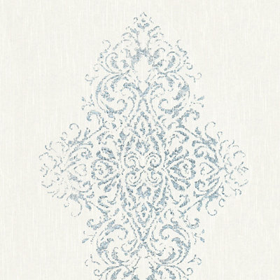 As Creation Bricoflor Dramatic Effect Damask White And Silver Wallpaper 10.05 X 0.53 M from B&Q