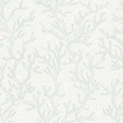 As Creation Bricoflor Cream Metallic Wallpaper With Blue Branch For Hallway 10.05 X 0.70 M from B&Q