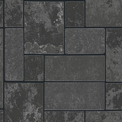 As Creation Black Granite Glitter Tiles Slate Stone Kitchen Bathroom Wallpaper from B&Q