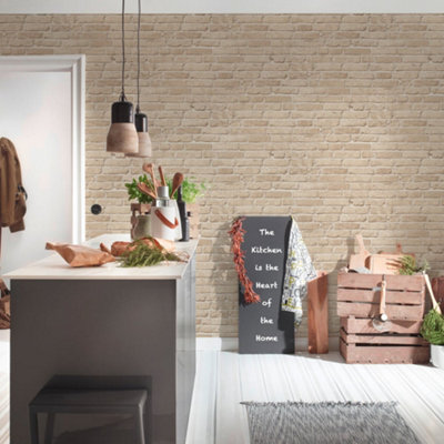 Galerie Beige Weathered Walls Motif Wallpaper from B&Q