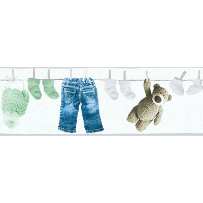 B&Q -  Border Wallpaper Washable For NurseryNon-Woven Printed Teddy Bear Border Wallpaper