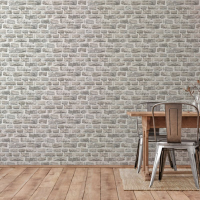 Galerie Silver Grey Stone Symphony Motif Wallpaper from B&Q