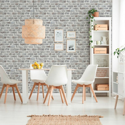Galerie Silver Grey Stone Symphony Motif Wallpaper from B&Q