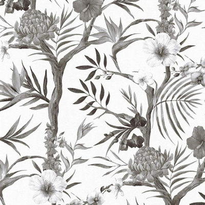 A.S. Creation As Creation Tropical Flowers Wallpaper Monochromatic Floral Paste The Wall Vinyl