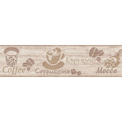 As Creation Bricoflor Brown Coffee Themed Wallpaper Border Coffee Wood Look Wallpaper Border 5.00 X 0.13 M from B&Q