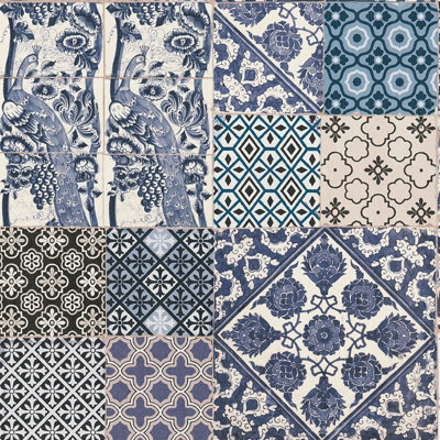 As Creation Bricoflor Non-Woven WallpaperPattern WallpaperMoroccan & Tiled In BeigeCreamBlueWhite10,05 X 0,53 M from B&Q