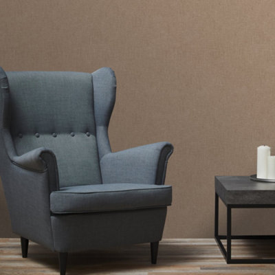 Galerie Welcome Home Bronze Brown Cotton Texture Wallpaper from B&Q