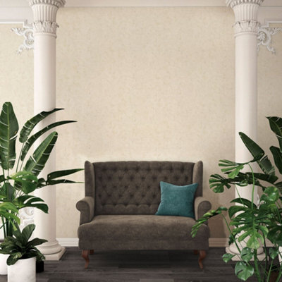 Galerie Absolutely Chic Cream Metallic White Distressed Geometric Texture Smooth Wallpaper from B&Q