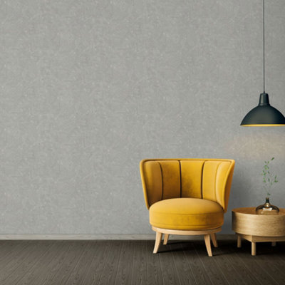 Galerie Absolutely Chic Grey Metallic Distressed Geometric Texture Smooth Wallpaper from B&Q