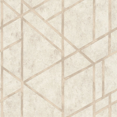 As Creation Bricoflor Non-Woven WallpaperPattern WallpaperLuxuryGeometric In BeigeCream10,05 X 0,53 M from B&Q