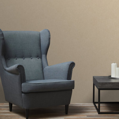 Galerie Welcome Home Bronze Brown Cotton Texture Wallpaper from B&Q